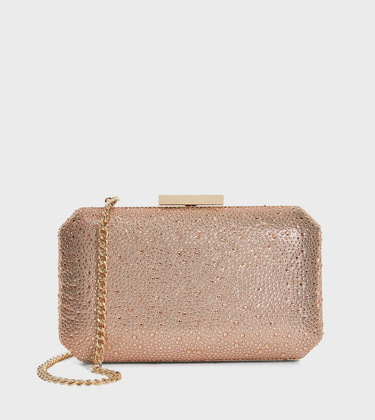 Dune rose gold clutch bag sale