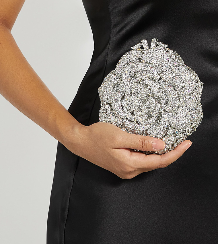 BLING Embellished Rose Clutch