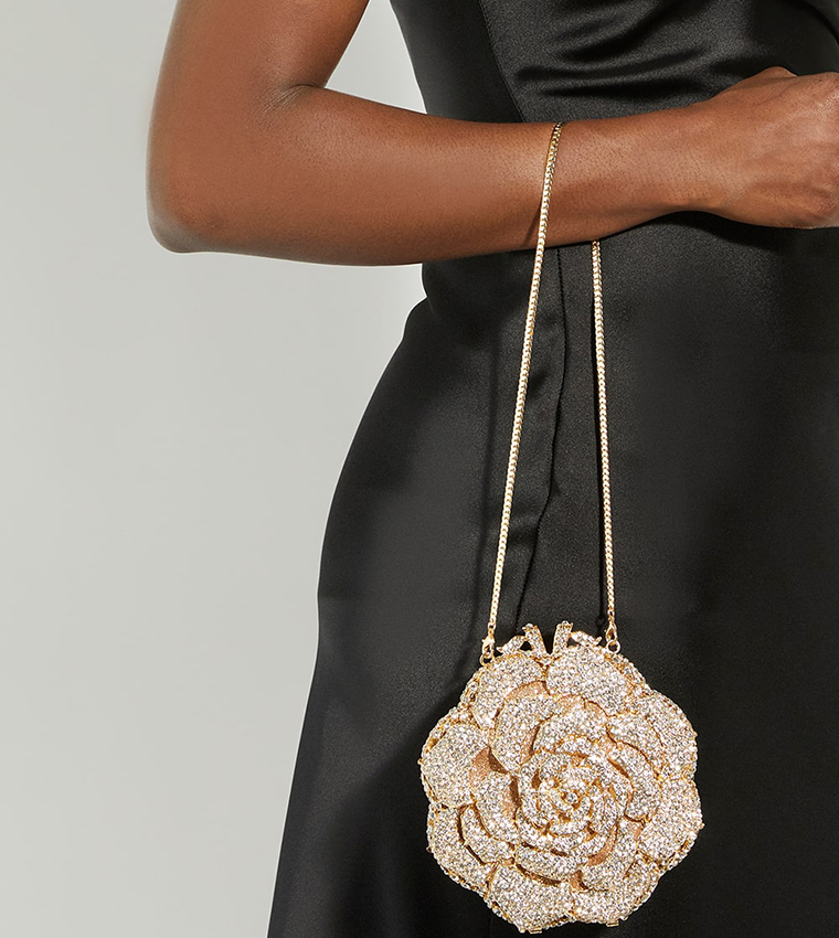 BLING Embellished Rose Clutch