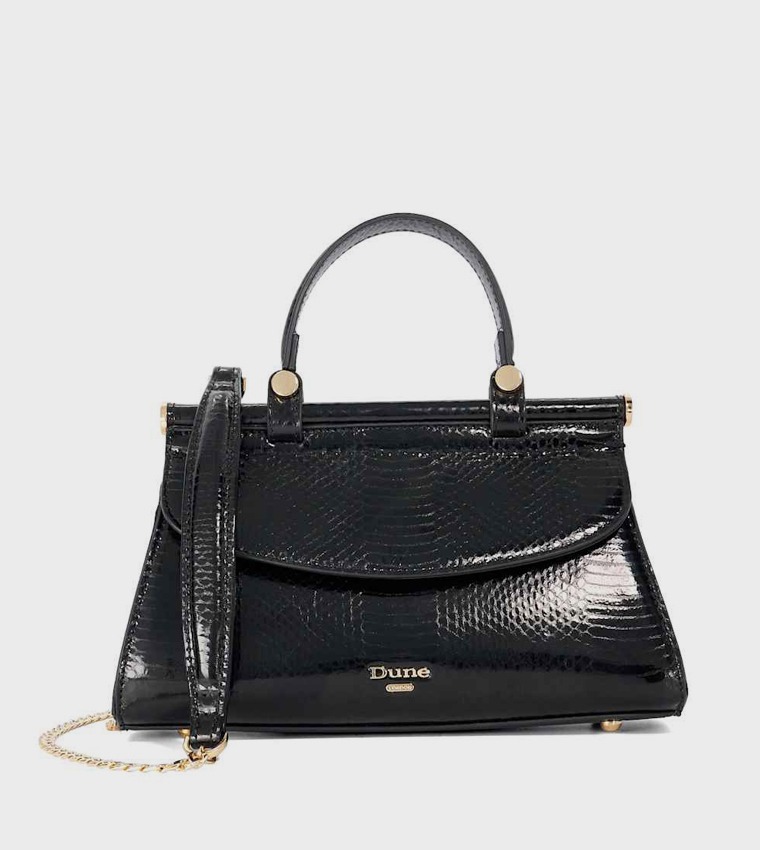 BORDEAUX Croc Textured Top Handle Bag