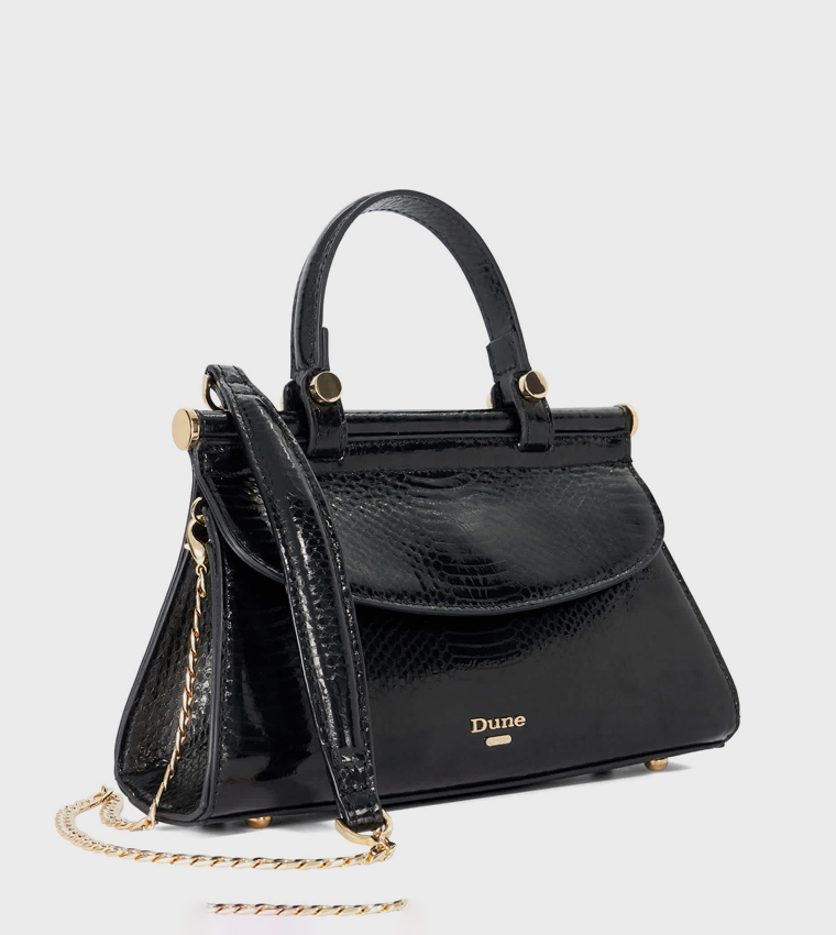 BORDEAUX Croc Textured Top Handle Bag