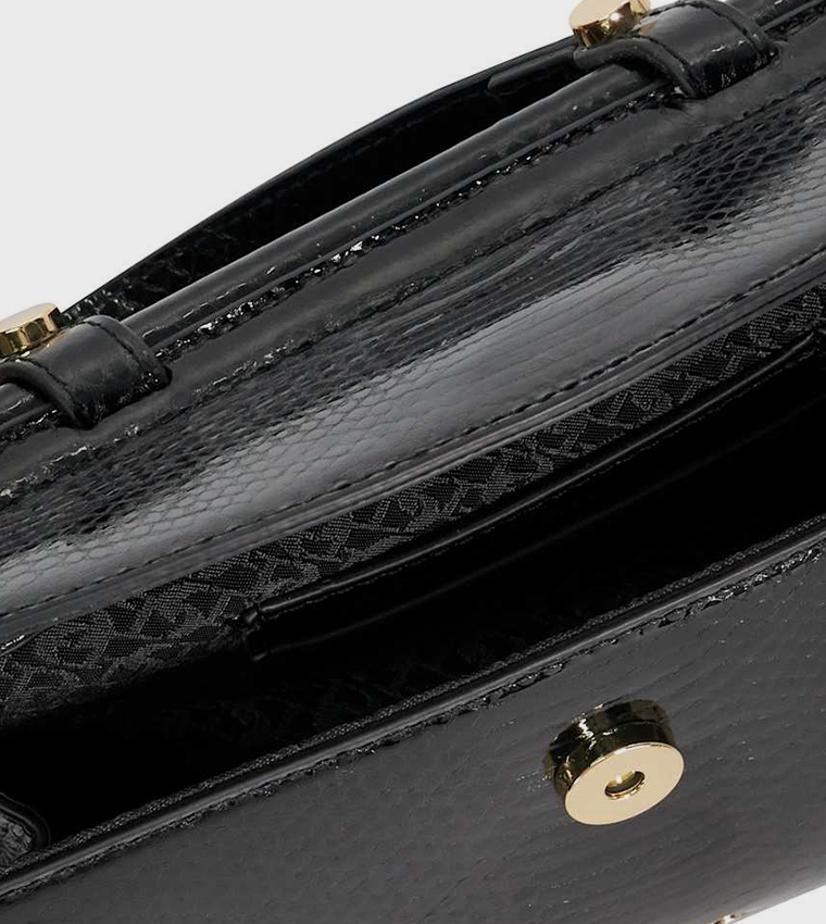BORDEAUX Croc Textured Top Handle Bag