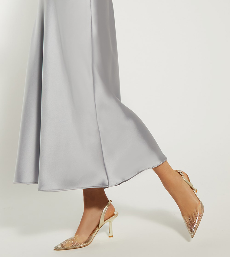 CENTRAL Embellished Pointed Toe Slingback Pumps