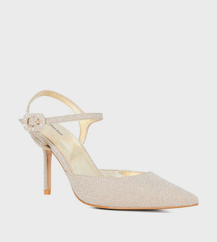 CHANNEL Glittered Ankle Strap Pumps