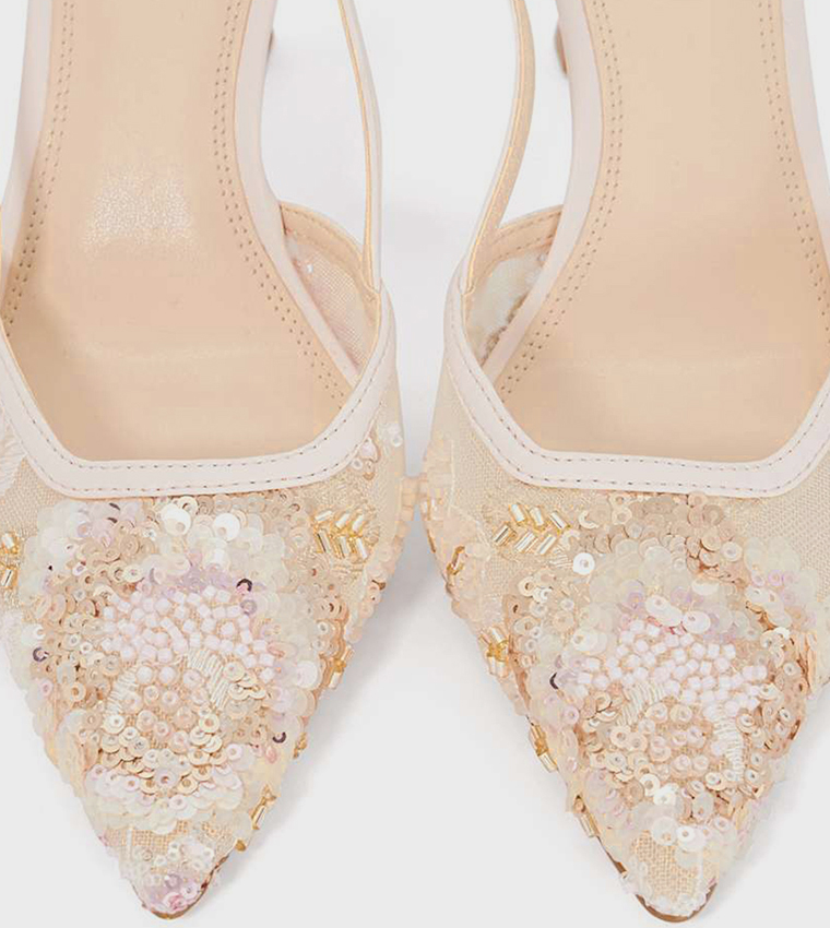 COMPOSURE Embellished Slingback Pumps
