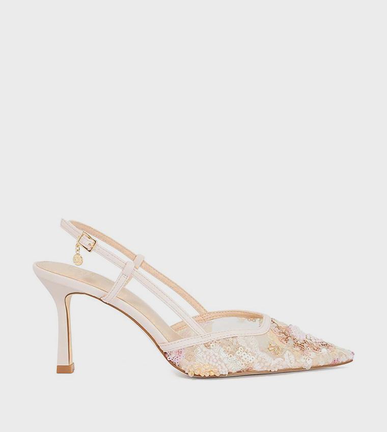 COMPOSURE Embellished Slingback Pumps