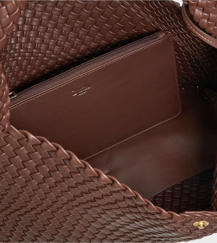 DELIBERATES L Basket Weave Shoulder Bag