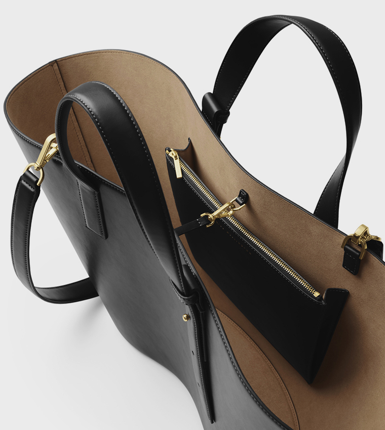 RIVER Metal Detail Trapeze Tote Bag