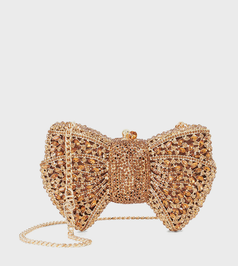 ENCHANT Embellished Bow Clutch Bag