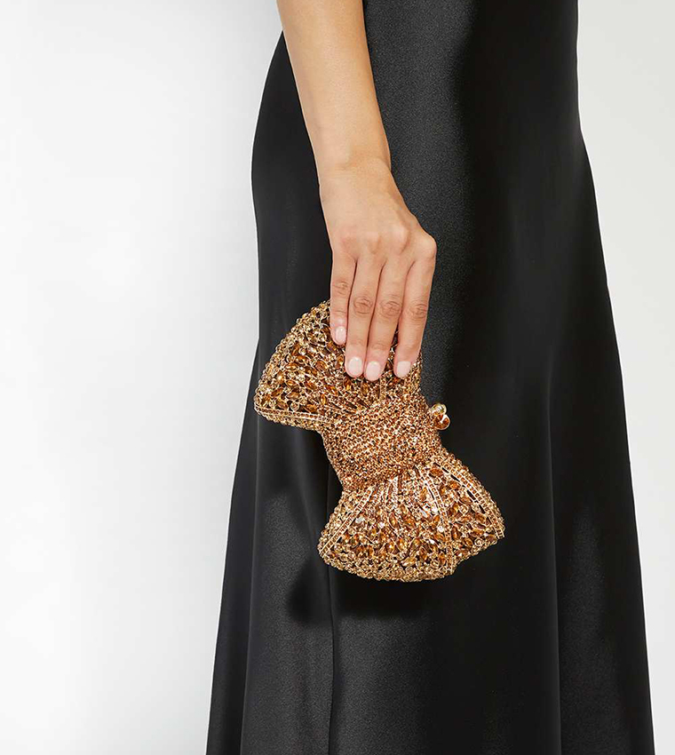 ENCHANT Embellished Bow Clutch Bag