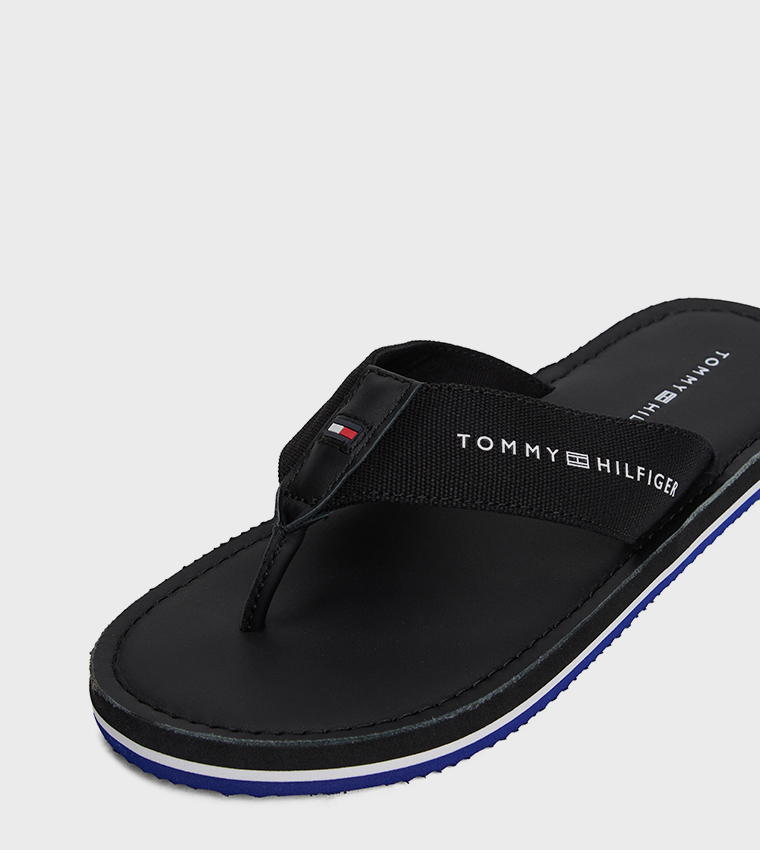 Logo Detail Leather Flip-Flops