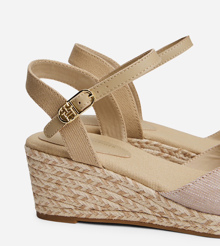 Chambray Ankle Strap Wedges