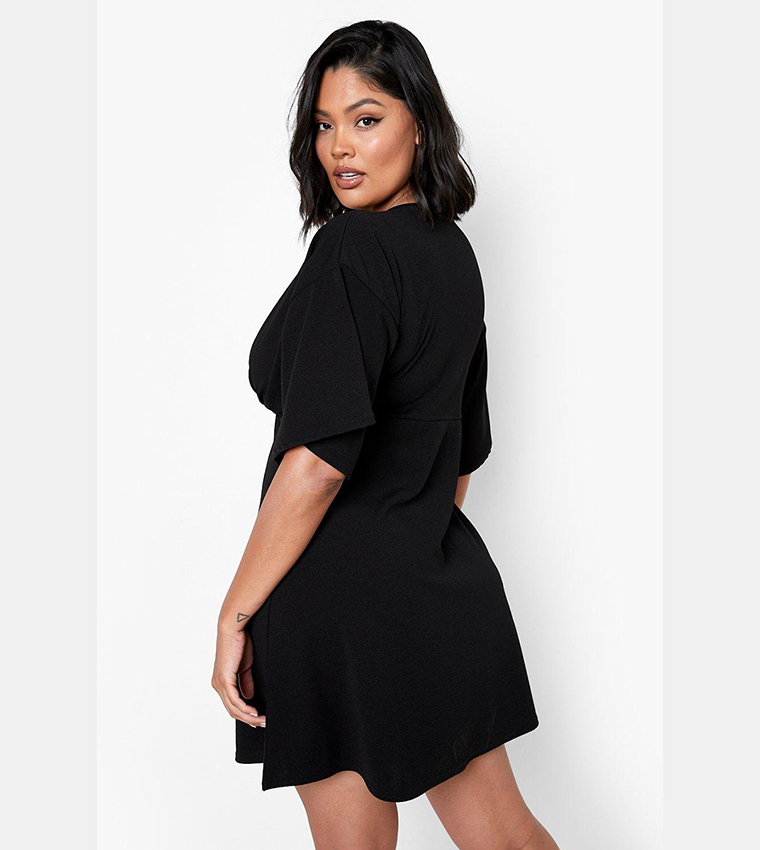 Button Down Angel Sleeves Shift Dress