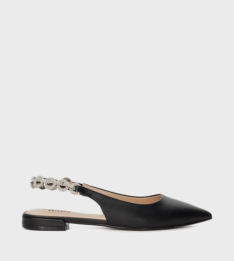 HOLLYWOOD Embellished Slingback Flat Shoes