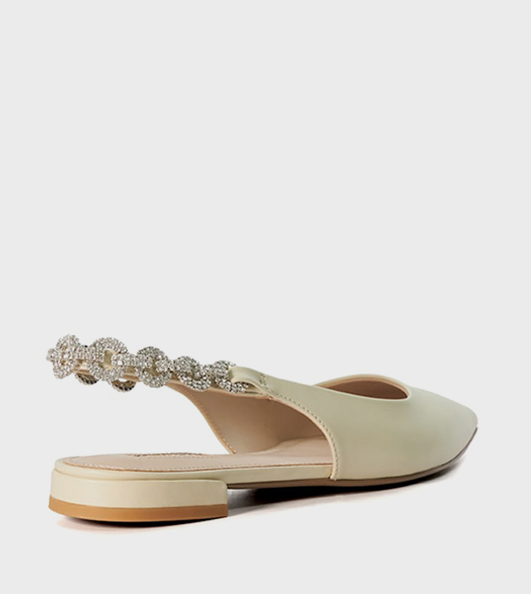 HOLLYWOOD Embellished Slingback Flat Shoes
