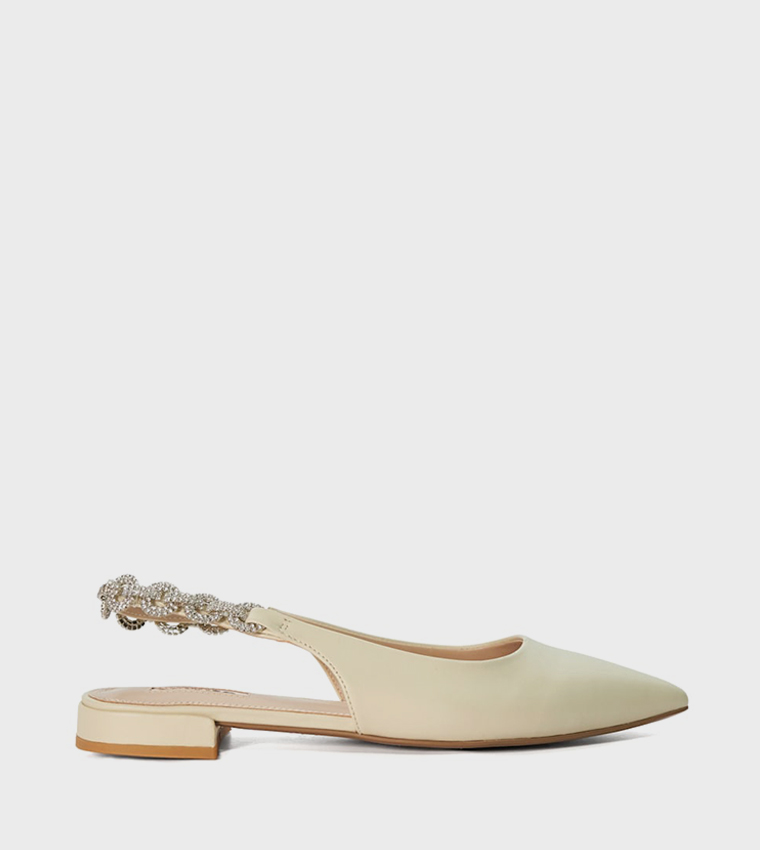 HOLLYWOOD Embellished Slingback Flat Shoes
