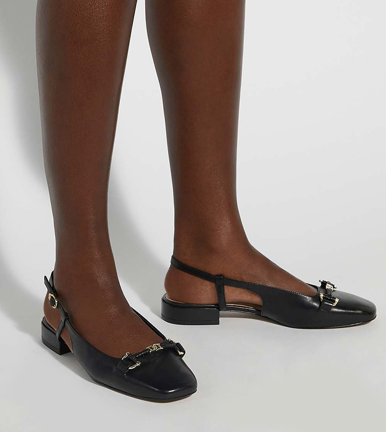 HYPE T Metal Accent Sling Back Pumps