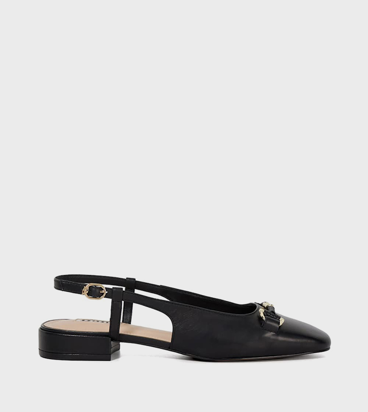 HYPE T Metal Accent Sling Back Pumps