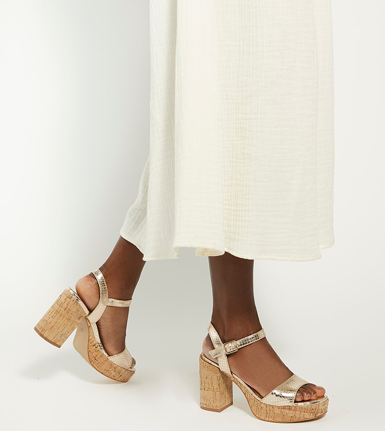 JUST Ankle Strap Block Heel Sandals