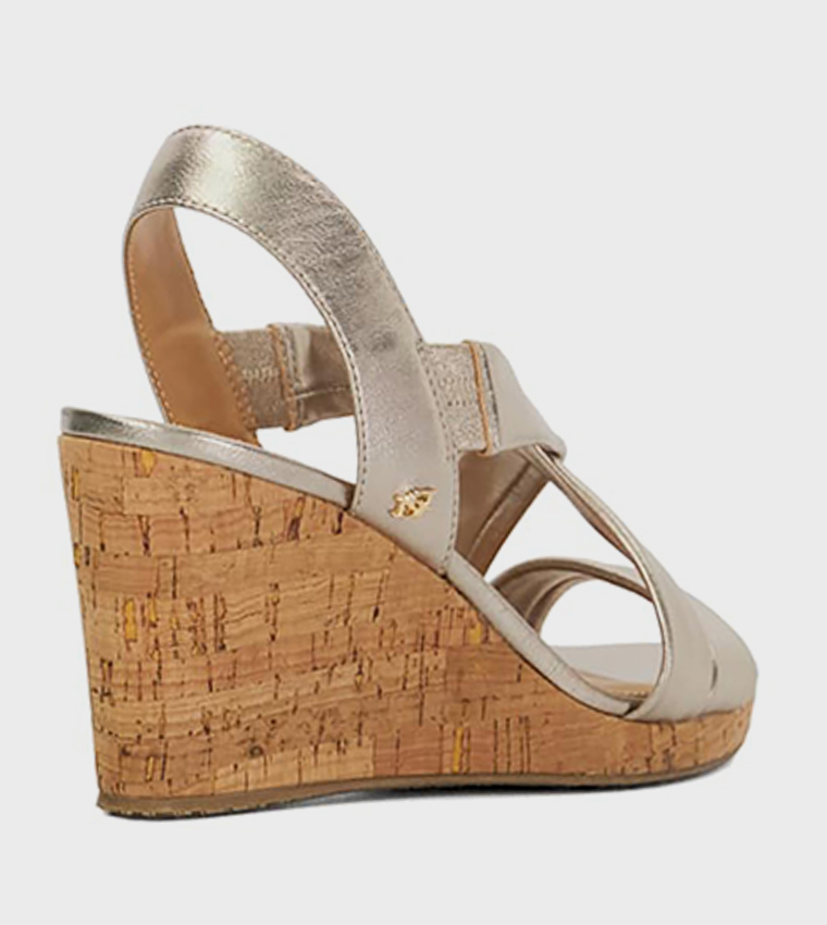 KAMIES Metallic Strappy Wedge Sandals