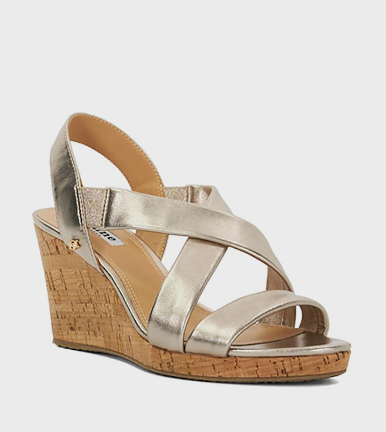 KAMIES Metallic Strappy Wedge Sandals