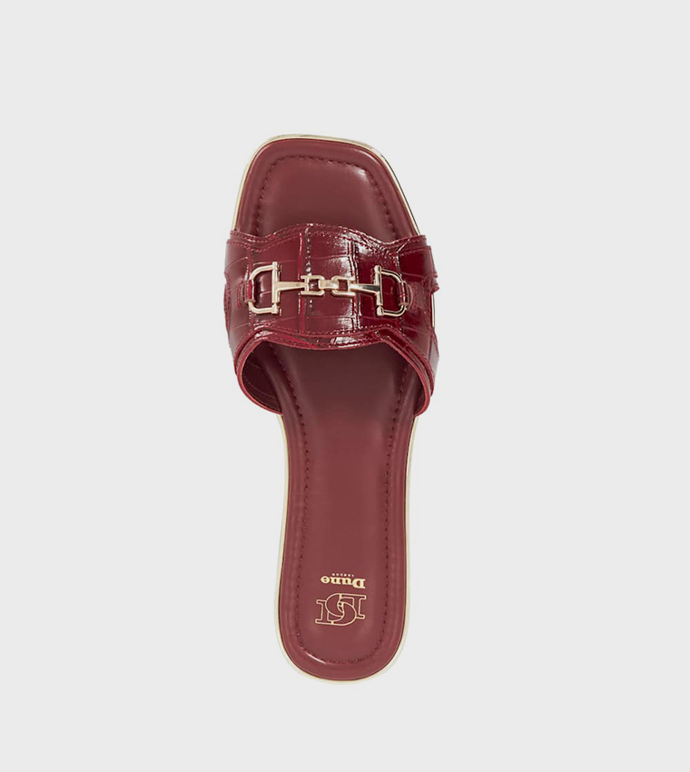 LANDON Metal Detail Snaffle Flat Sandals