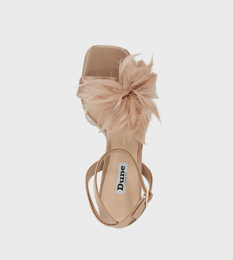 MIRABELLE Feather Corsage Dressy Heel Sandals