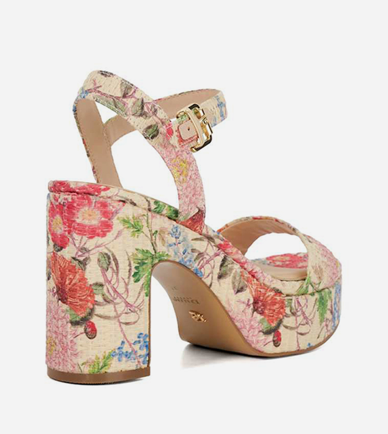 MONOTONE Floral Printed Platform Heel Sandals