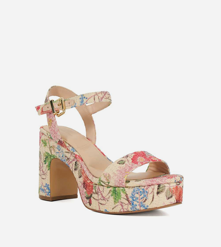 MONOTONE Floral Printed Platform Heel Sandals