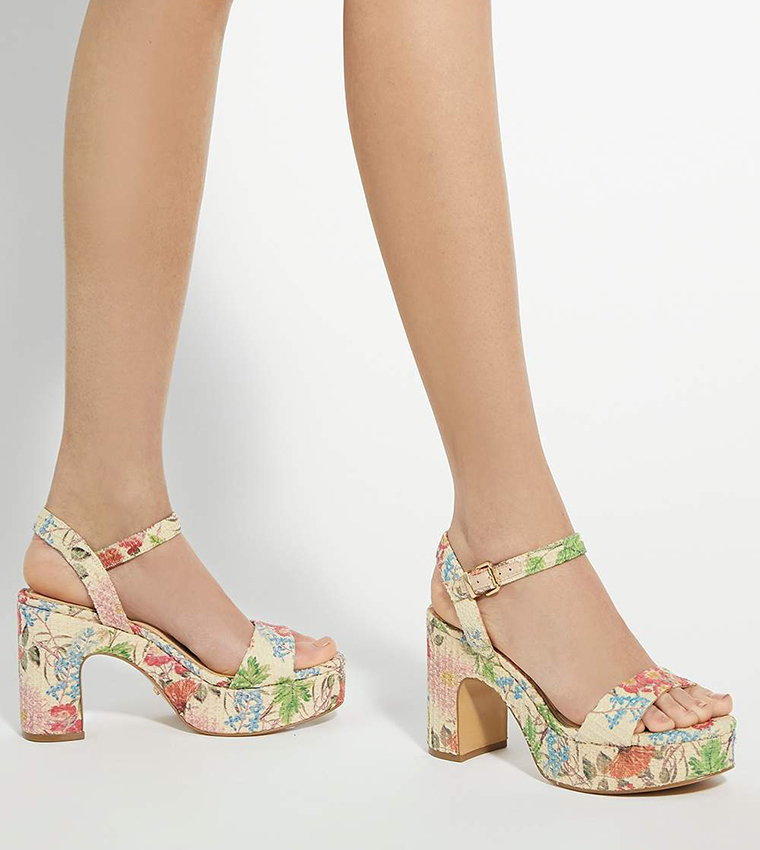 MONOTONE Floral Printed Platform Heel Sandals