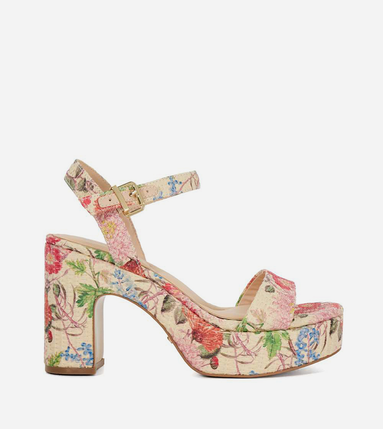 MONOTONE Floral Printed Platform Heel Sandals
