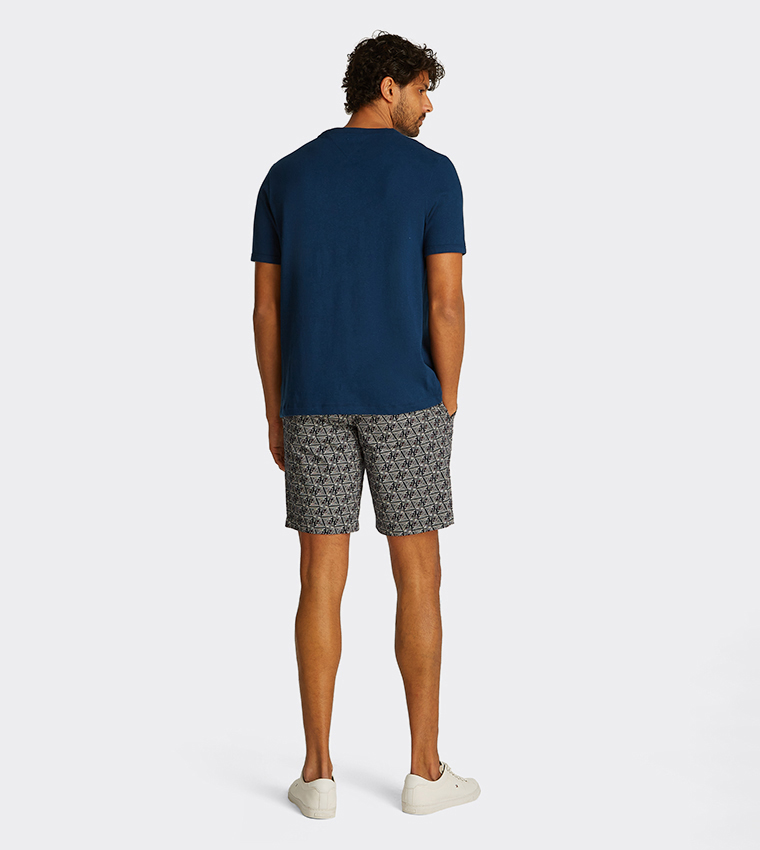 Flag Detail Linen Crew Neck T-Shirt