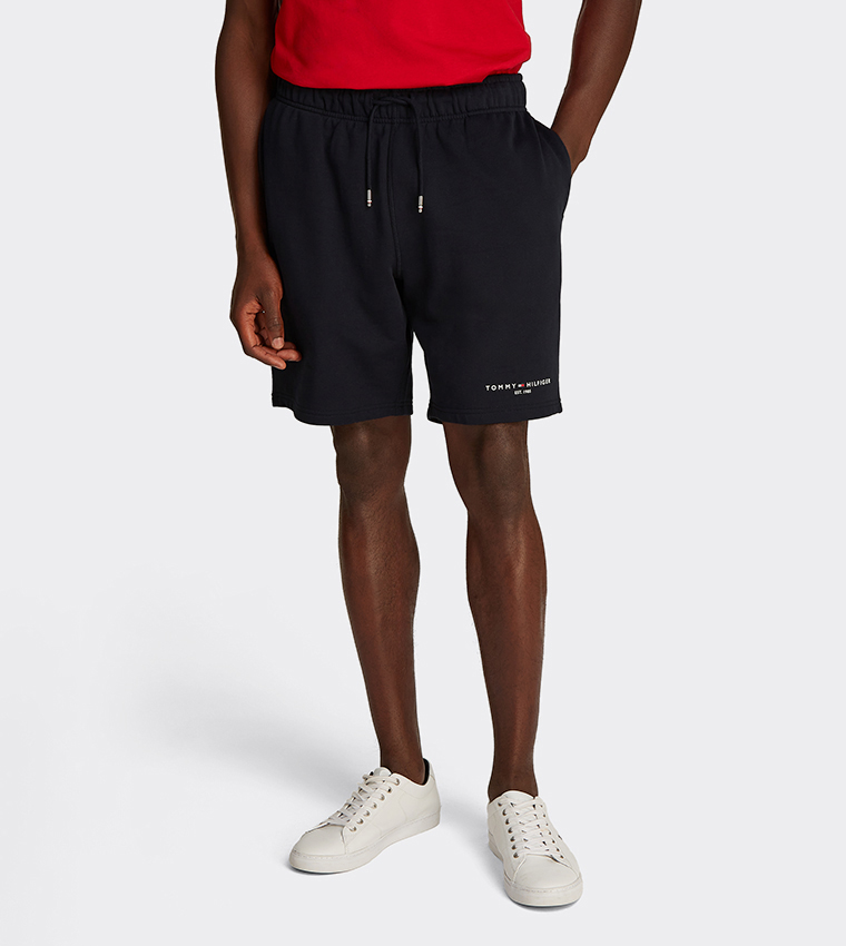 Logo Embossed Drawstring Waist Shorts
