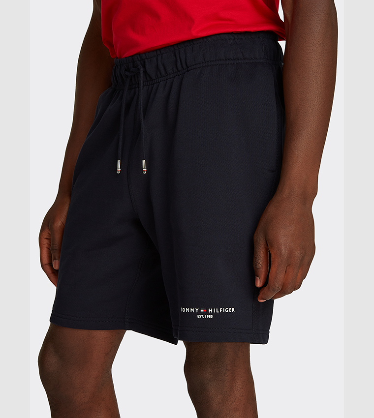Logo Embossed Drawstring Waist Shorts