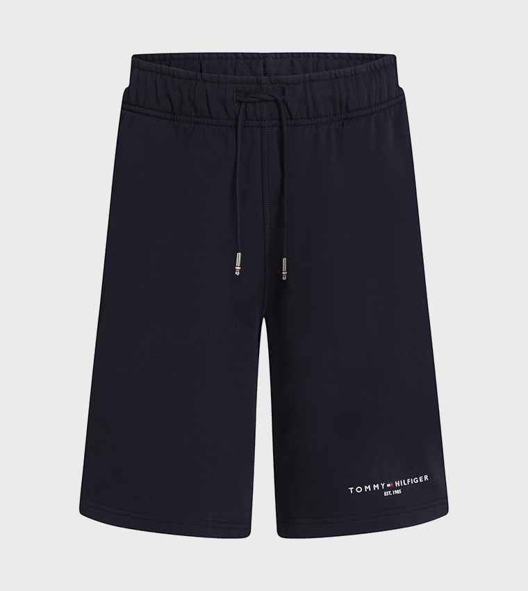 Logo Embossed Drawstring Waist Shorts