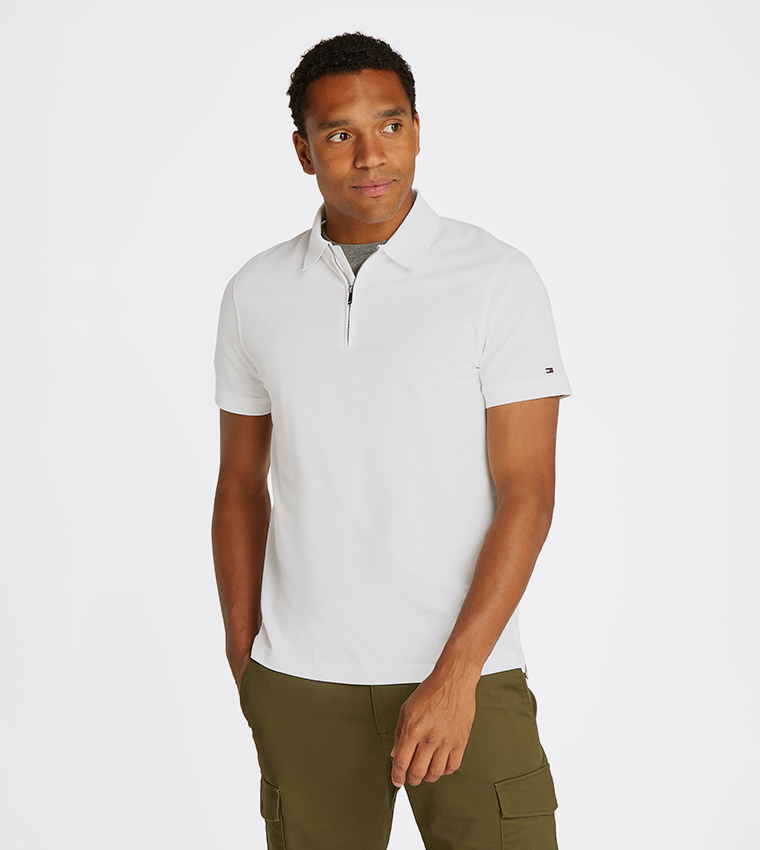 Logo Detail Zipper Neck Polo T-Shirt