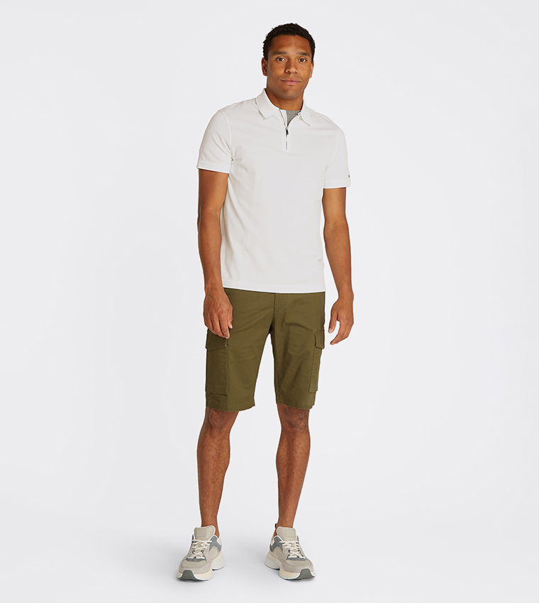 Logo Detail Zipper Neck Polo T-Shirt