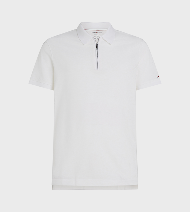 Logo Detail Zipper Neck Polo T-Shirt