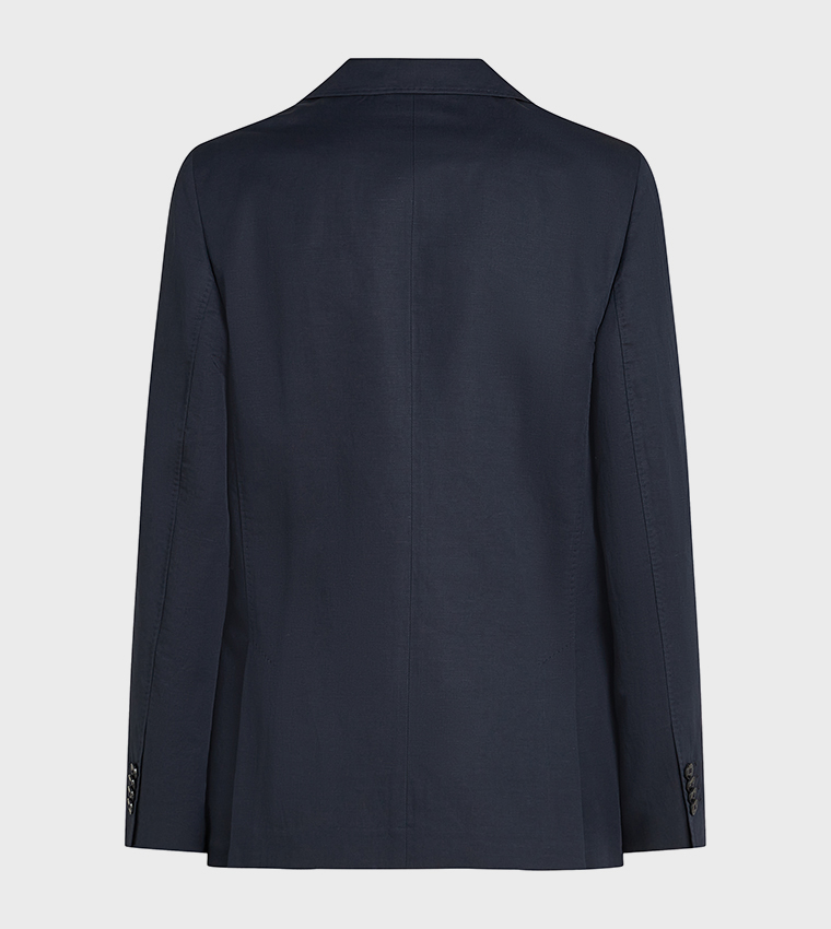 Solid Lapel Collar Linen Blazer