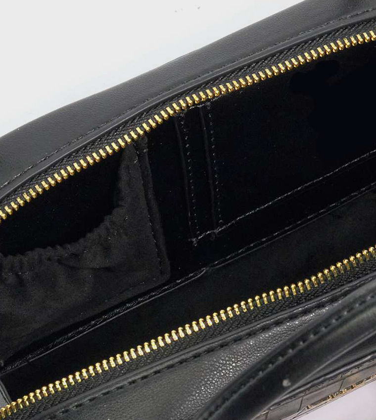 SONG Croc Textured Charmed Handheld Bag