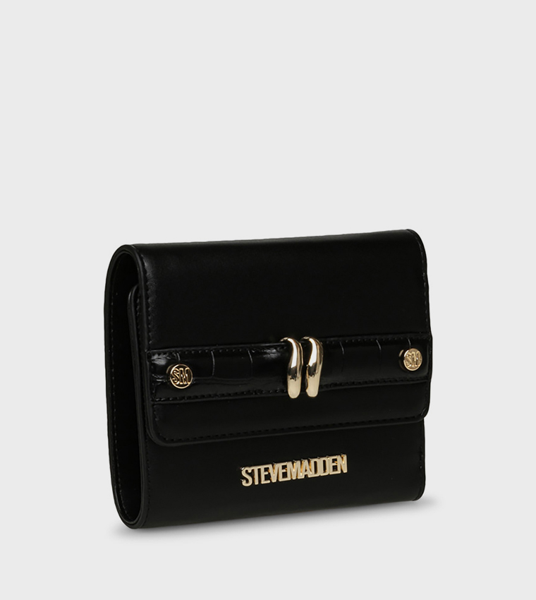 محفظة ثلاثية الطي بأكسسوار معدني 