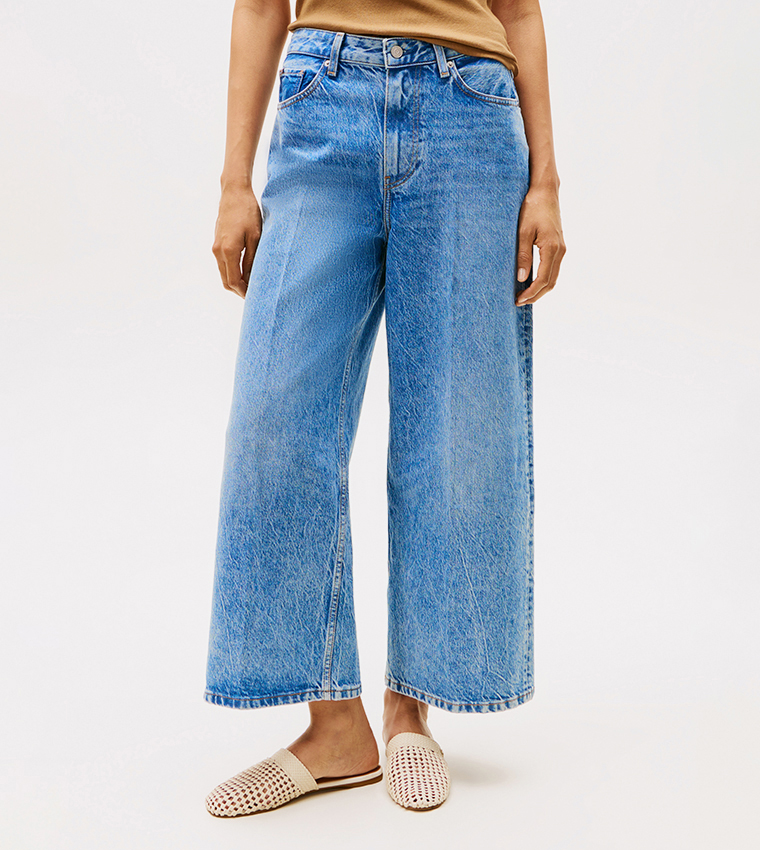 Faded Wide Leg Jeans