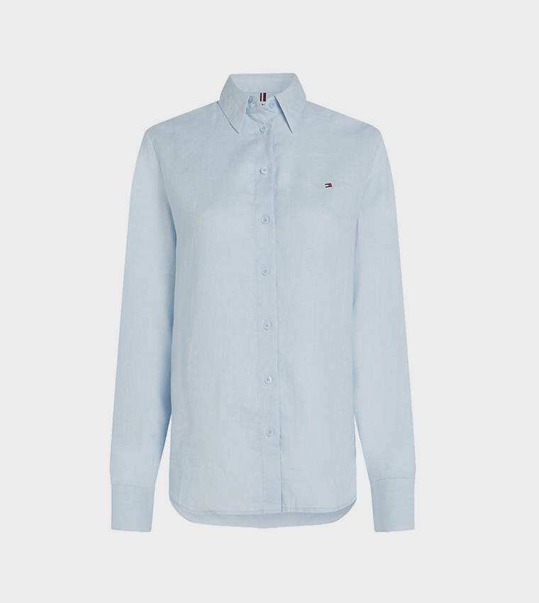 قميص كتان مزين بعلم