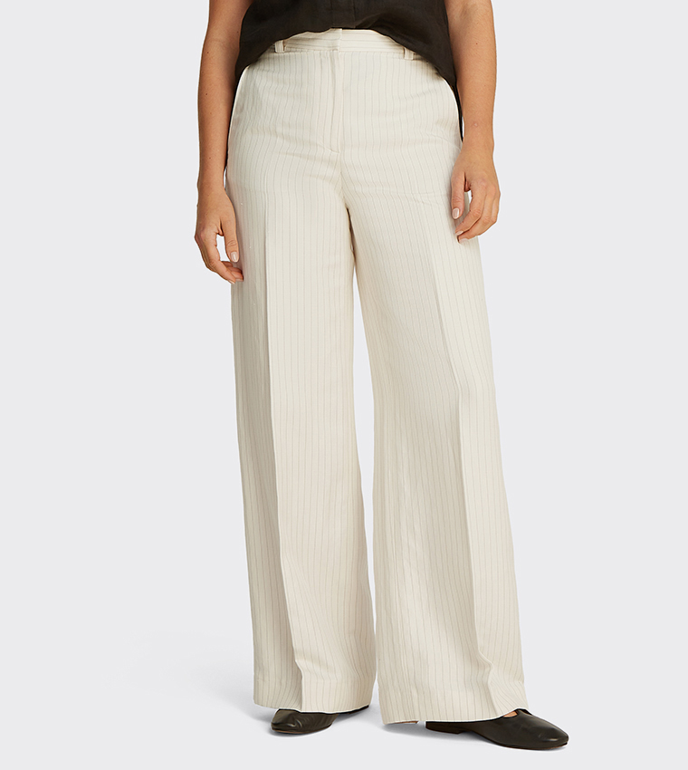 Striped Linen Wide Leg Pants