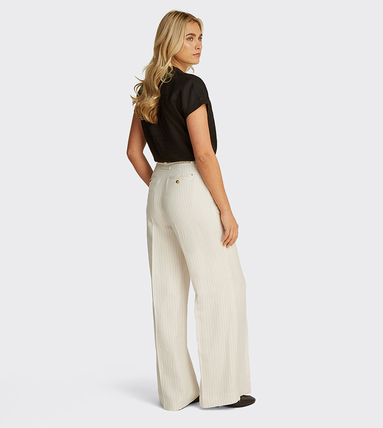 Striped Linen Wide Leg Pants