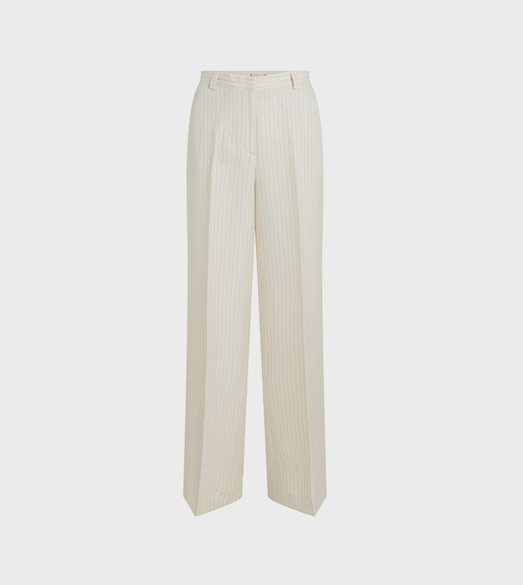 Striped Linen Wide Leg Pants