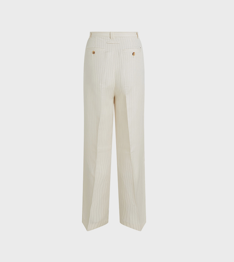 Striped Linen Wide Leg Pants
