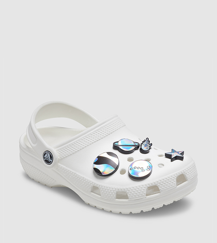 Iridescent white online crocs