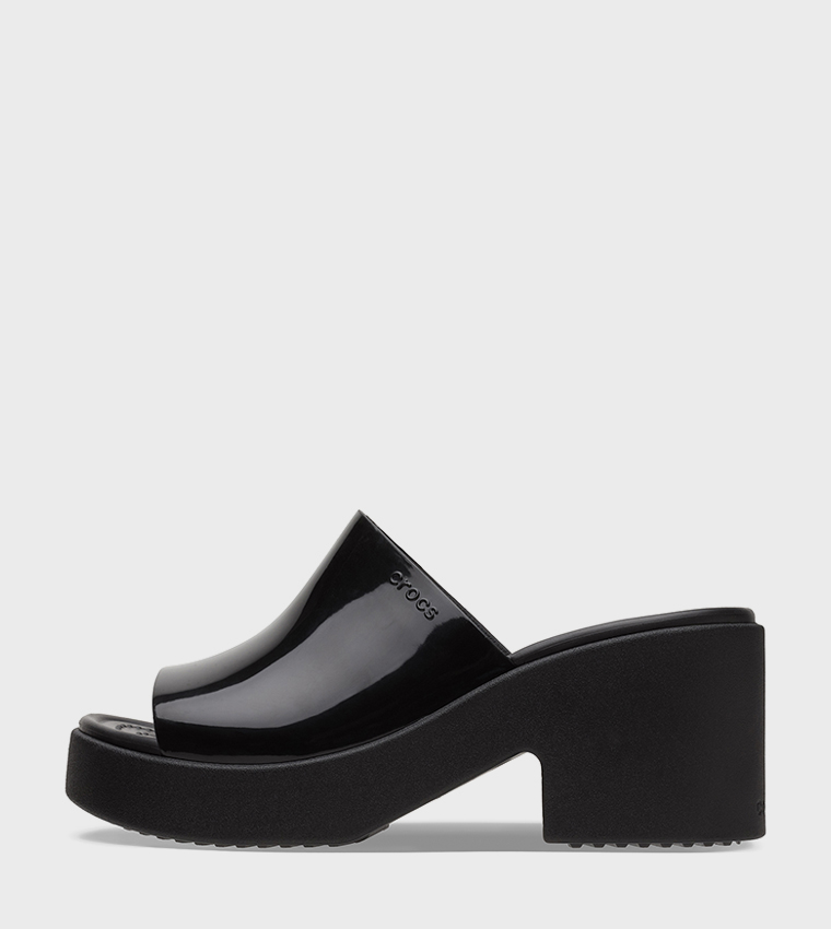 Buy Crocs Brooklyn Slides High Shine Heel In Black | 6thStreet UAE