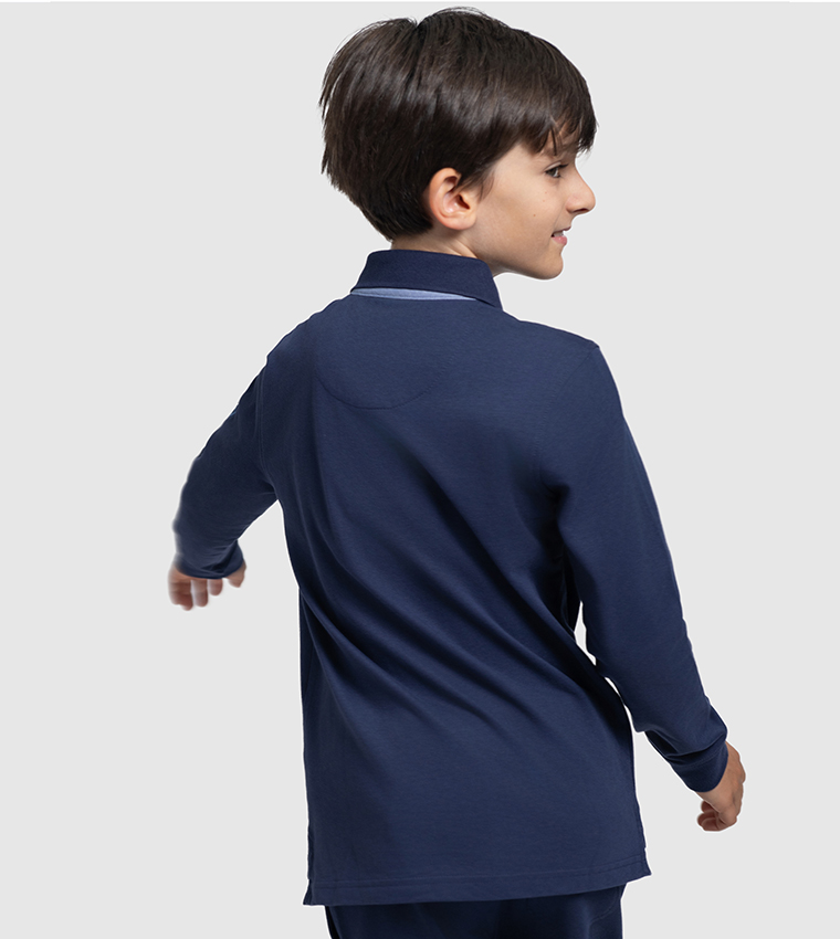 Logo Appliqued Long Sleeves Polo T-Shirt